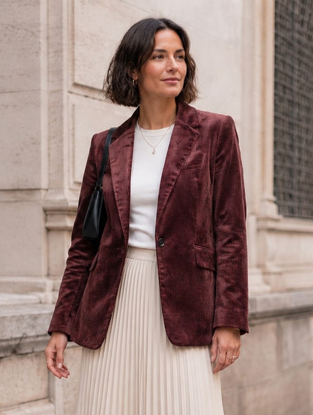 RW&CO. Women's Burgundy Fine-Wale Corduroy Blazer 10